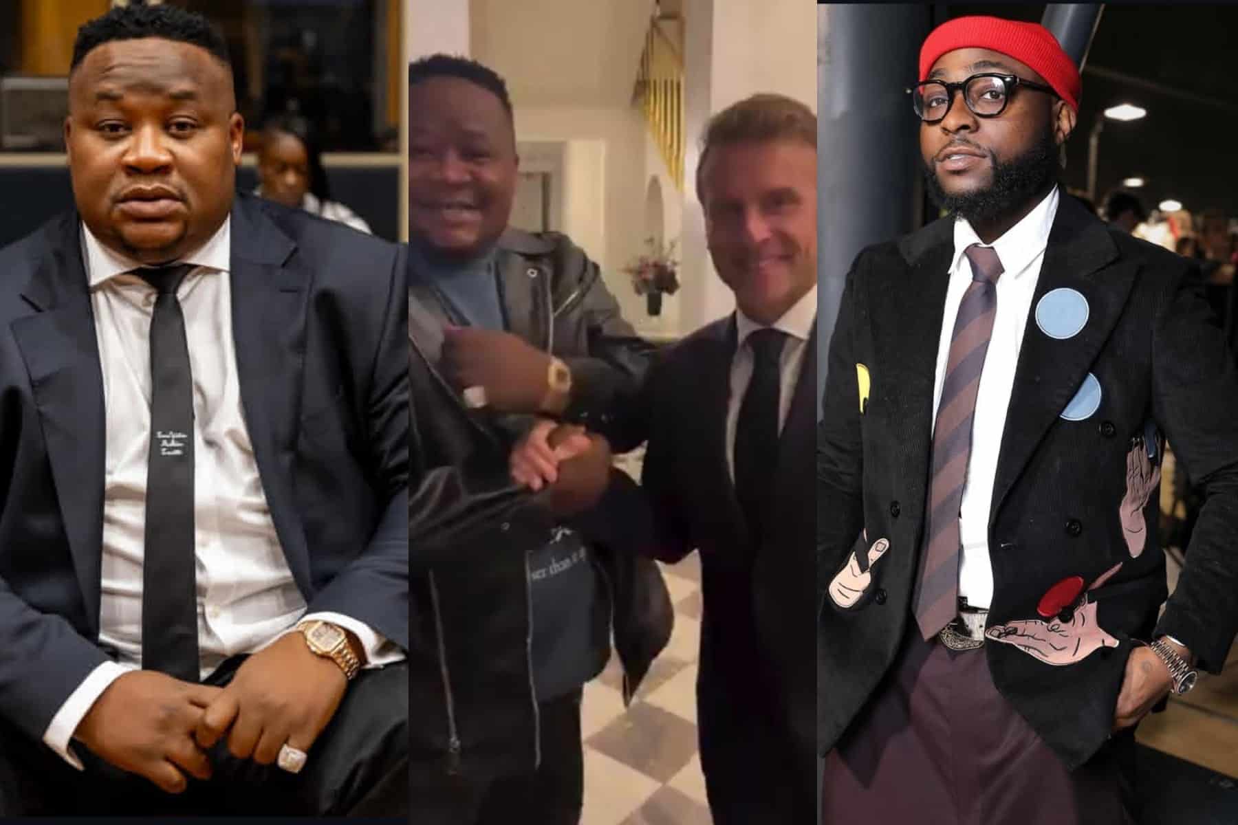 “Person wey get Davido get God” – Cubana Chief Priest hails singer as he meets with President of France (Video)